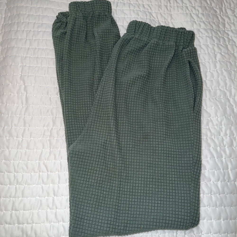 High waisted waffle pants